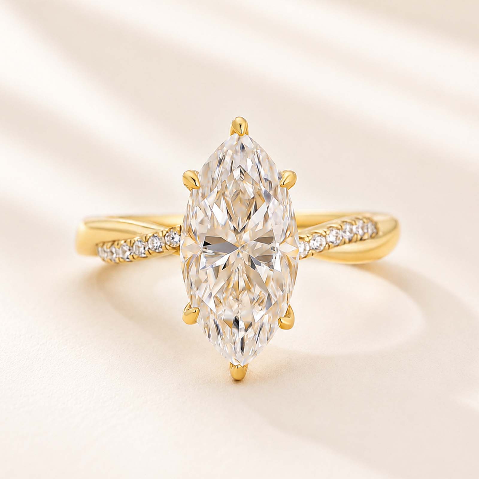 Twist Moissanite 2.0Ct Marquise Cut Promise Rings For Women