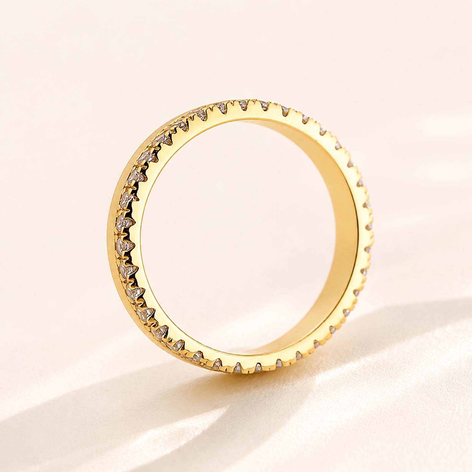 0.5Ct Fashion Yellow Gold Round Cut Wide Stackable Bands For Women