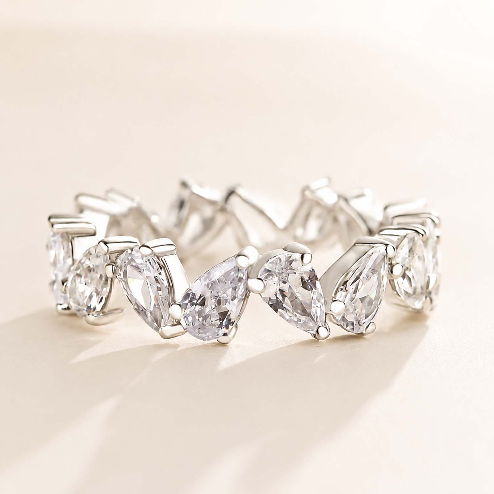4.0Ct Unique Full Eternity Pear Cut Women's Everday Bands