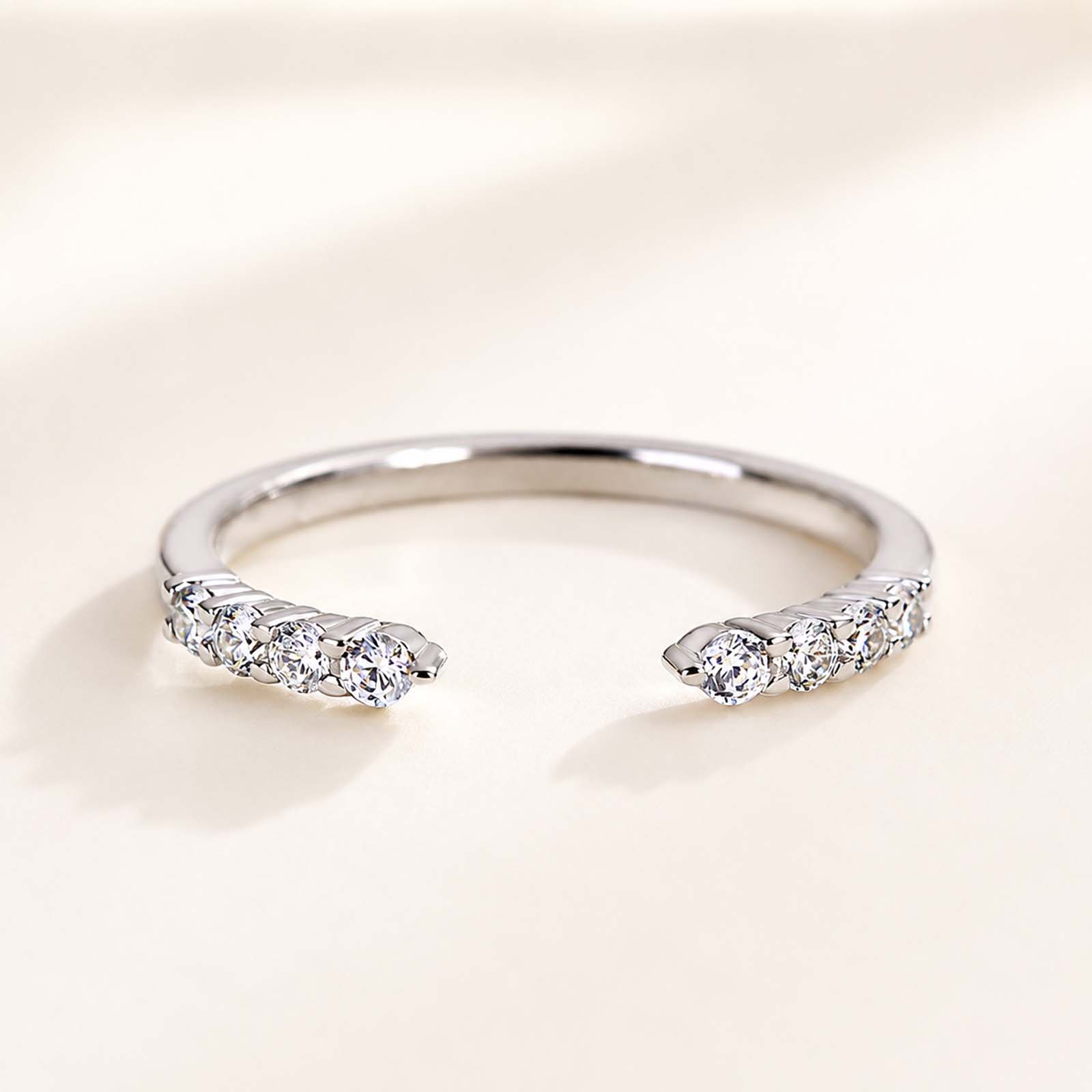 0.3Ct Round Cut Open Adjustable Band for Women