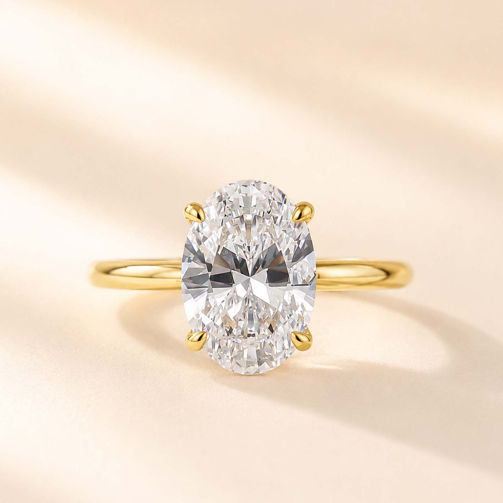  3.5 Carat Oval Cut Hidden Halo Engagement Ring In  Daily Wearable Ring