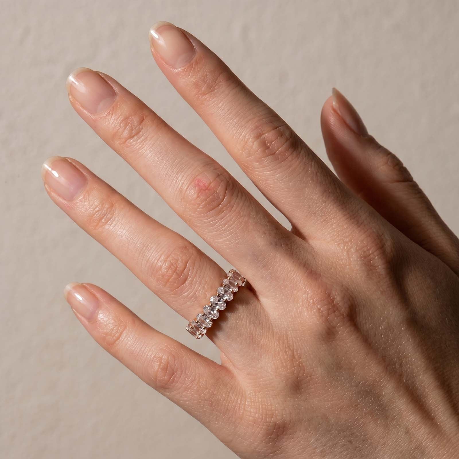  5.0Ct Full Oval Cut Simulated Diamond Eternity Band For Everyday Wear