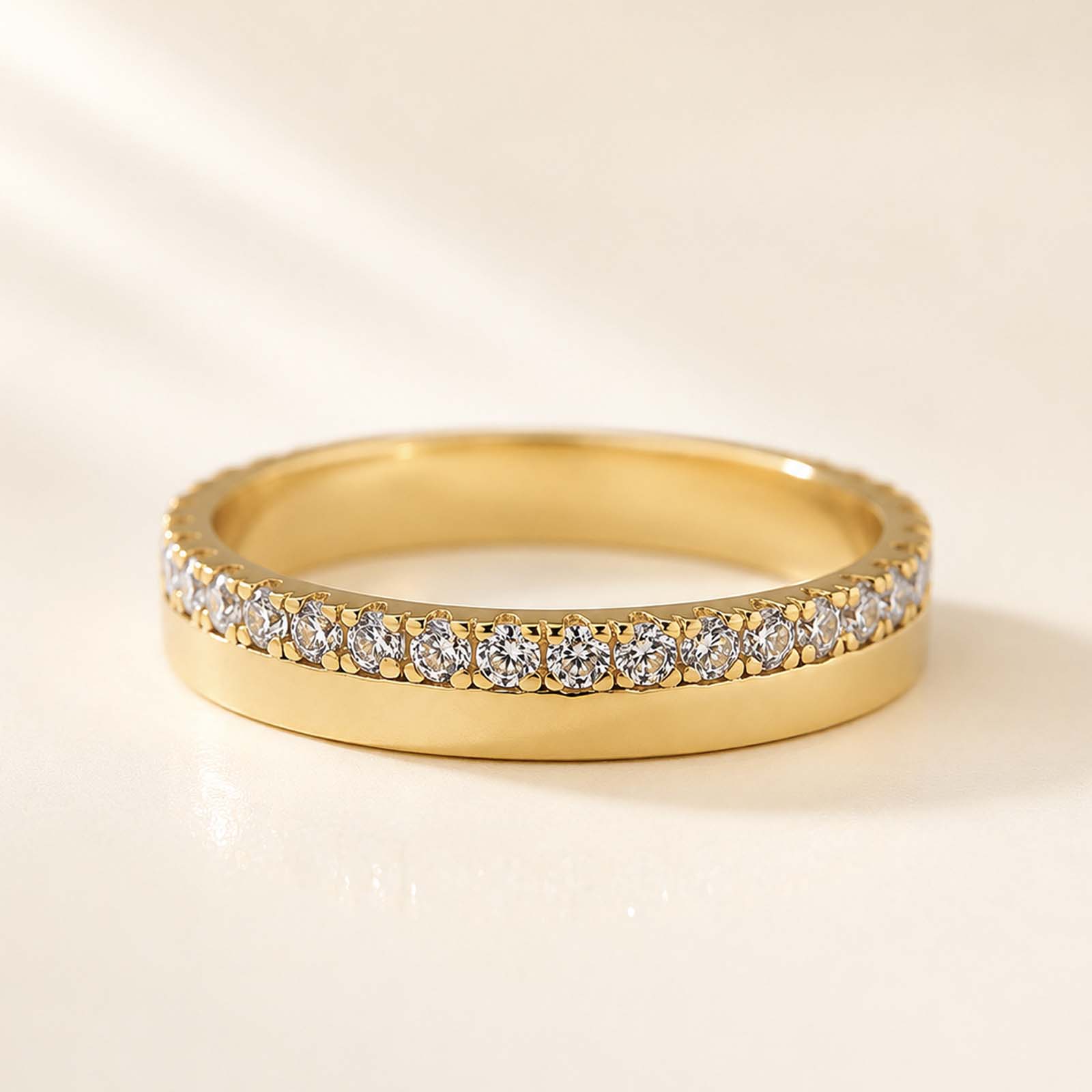 0.5Ct Fashion Yellow Gold Round Cut Wide Stackable Bands For Women