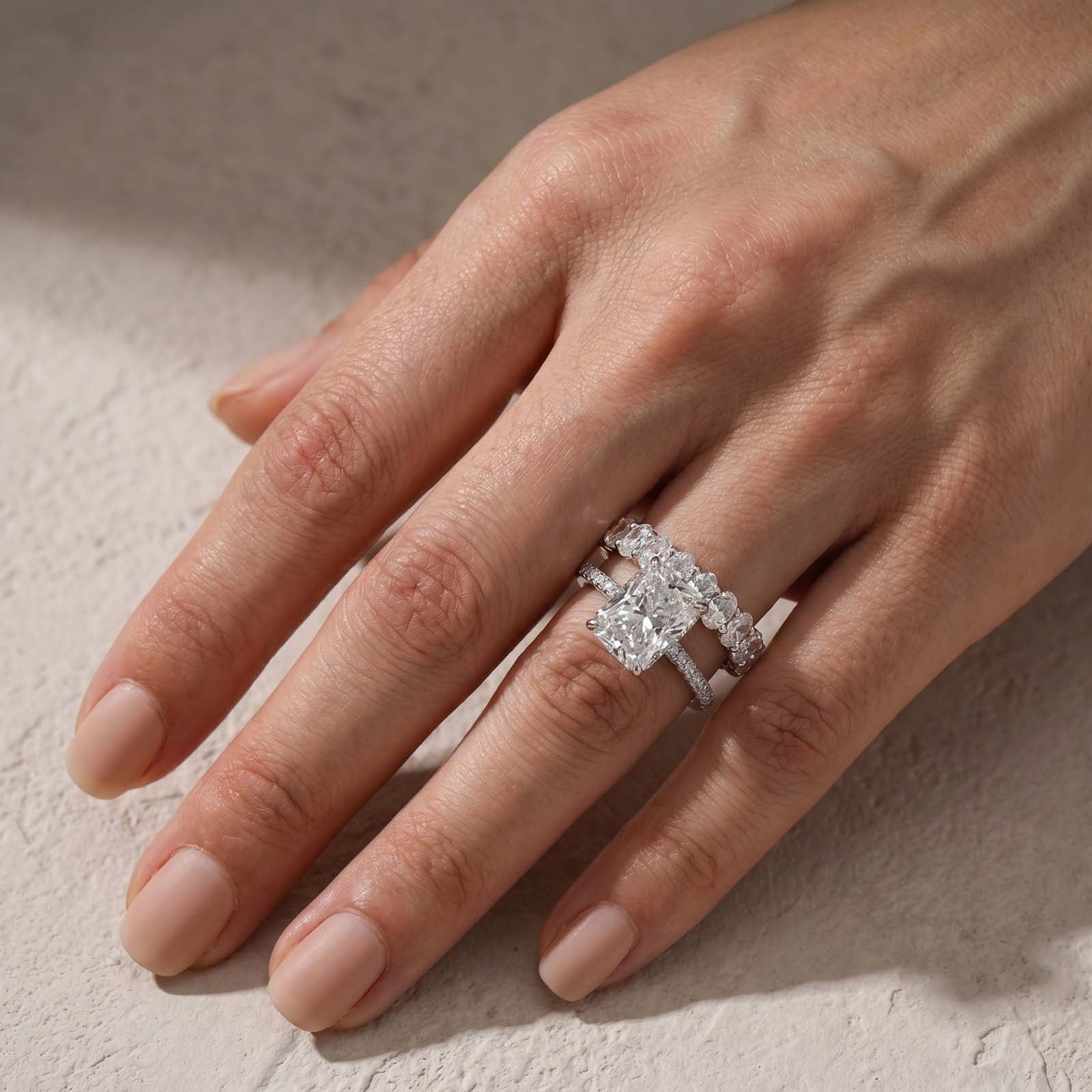 Luxurious Elongated 6.0Ct Radiant Cut Stackable Ring Set Statement Rings For Everyday Wear