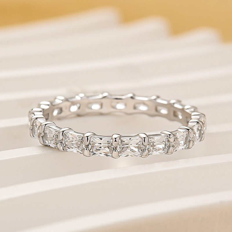 Elegant Radiant Cut Yellow Gold Women's Wedding Band In Brass - Velirellajewelry
