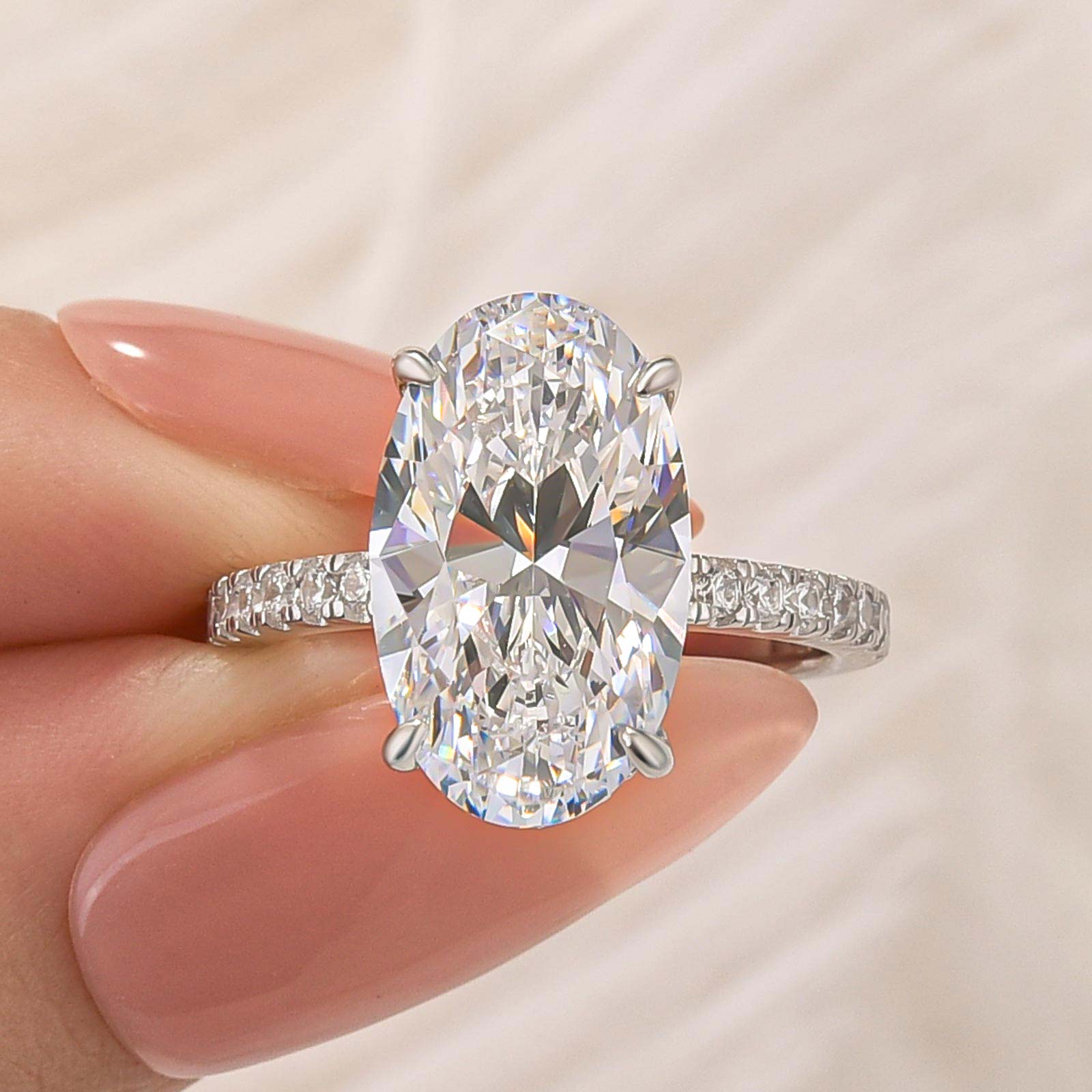 5.0Ct Oval Cut Hidden Halo Engagement Ring In Brass - Velirellajewelry