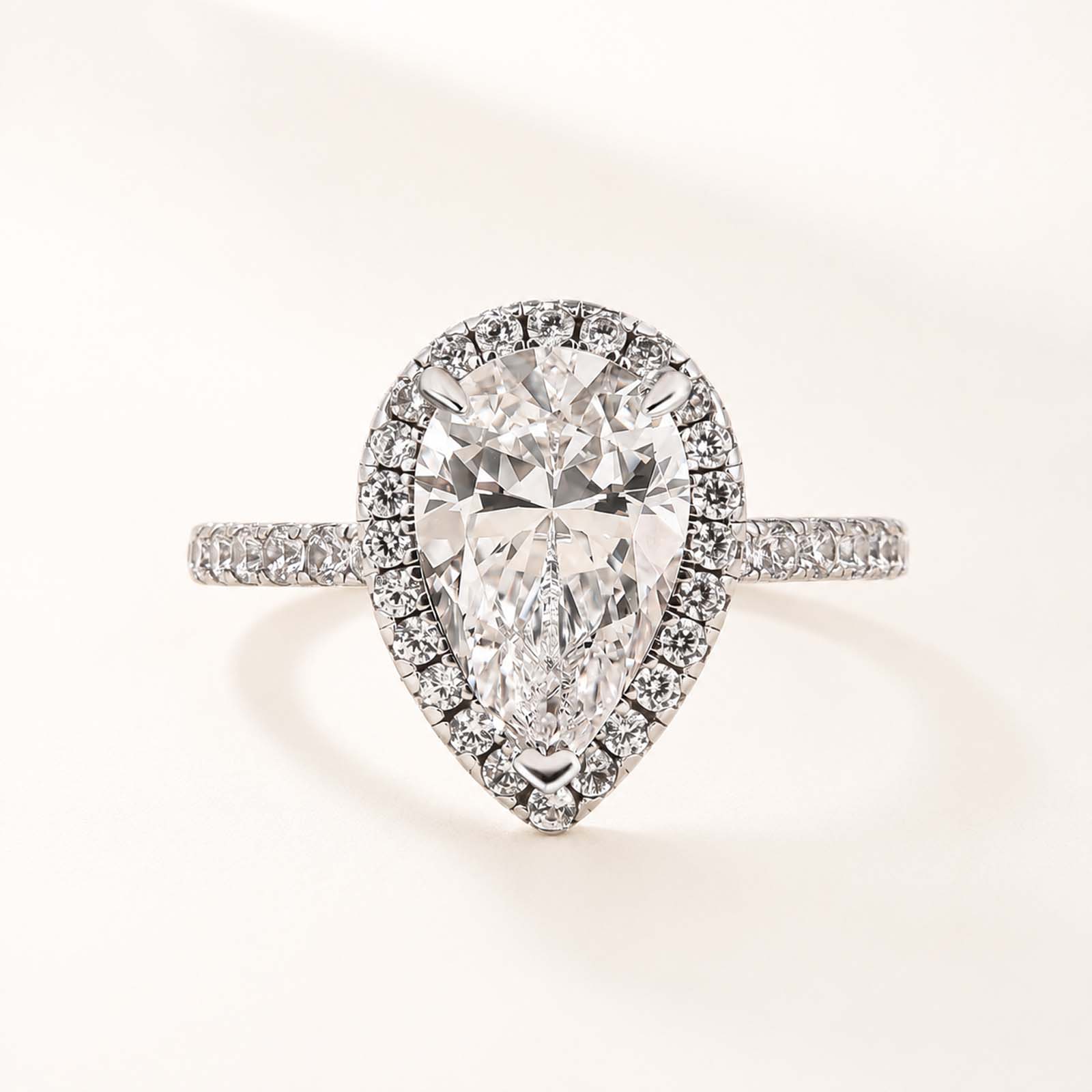 Halo 2.2Carat Pear Cut Engagement Ring Everyday Wearable Ring
