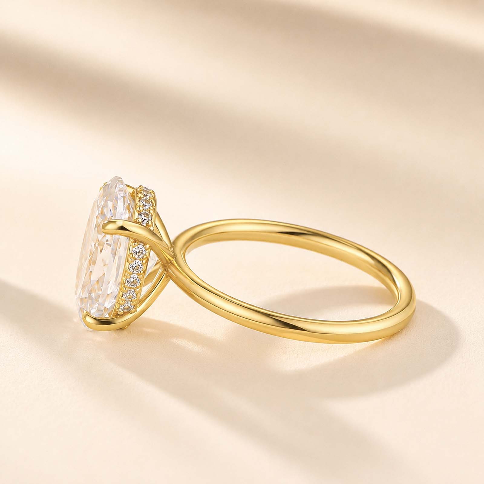  3.5 Carat Oval Cut Hidden Halo Engagement Ring In  Daily Wearable Ring