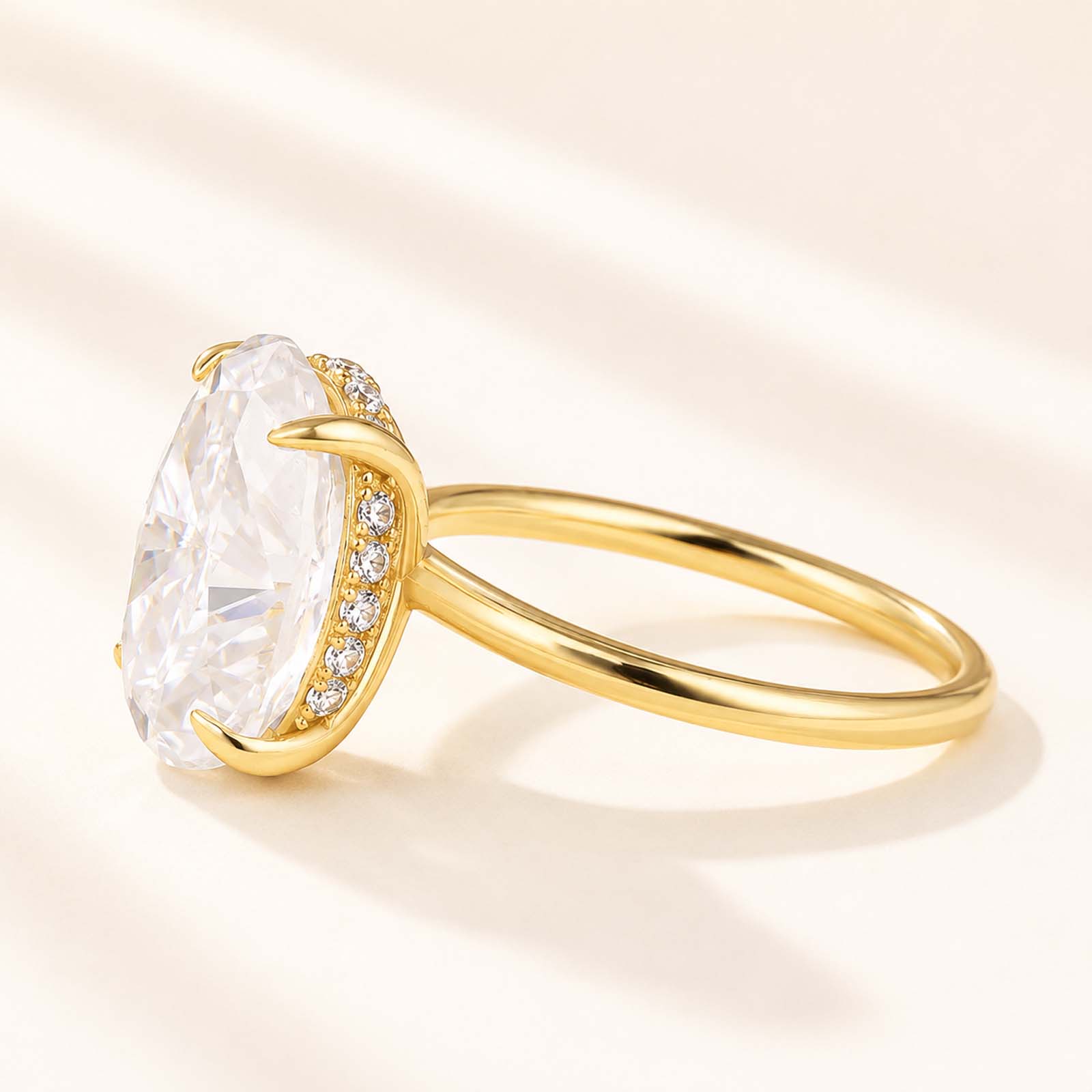  Moissanite 2.0~5.5 Carat Oval Cut Hidden Halo Engagement Ring For Everyday Wear