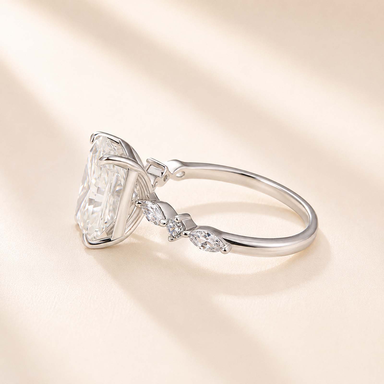  Moissanite 3.5 Carat Radiant Cut Engagement Ring In 