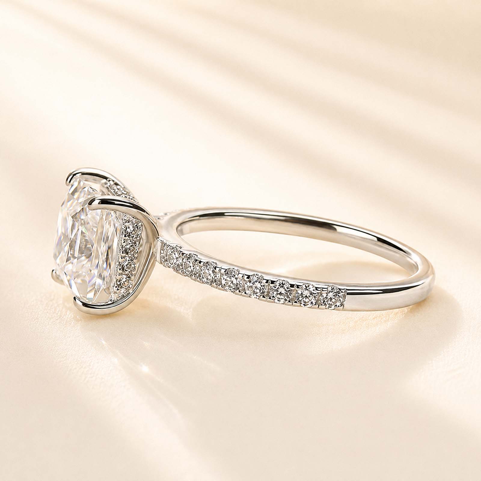 Elegant Moissanite 2.0Carat Square Princess Cut Ring Daily Wearable Ring