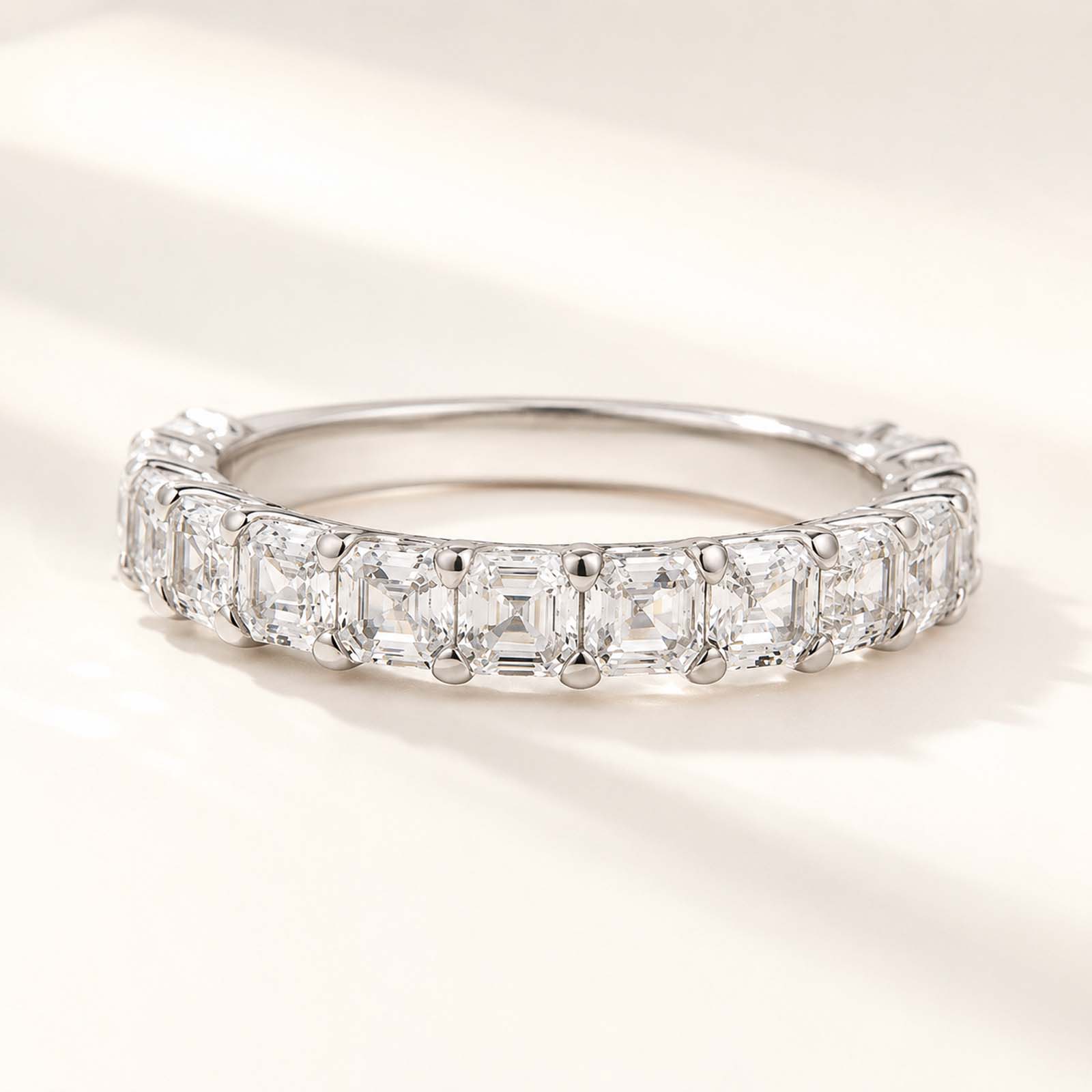 Unique 1.4Ct Asscher Cut Half Eternity Band