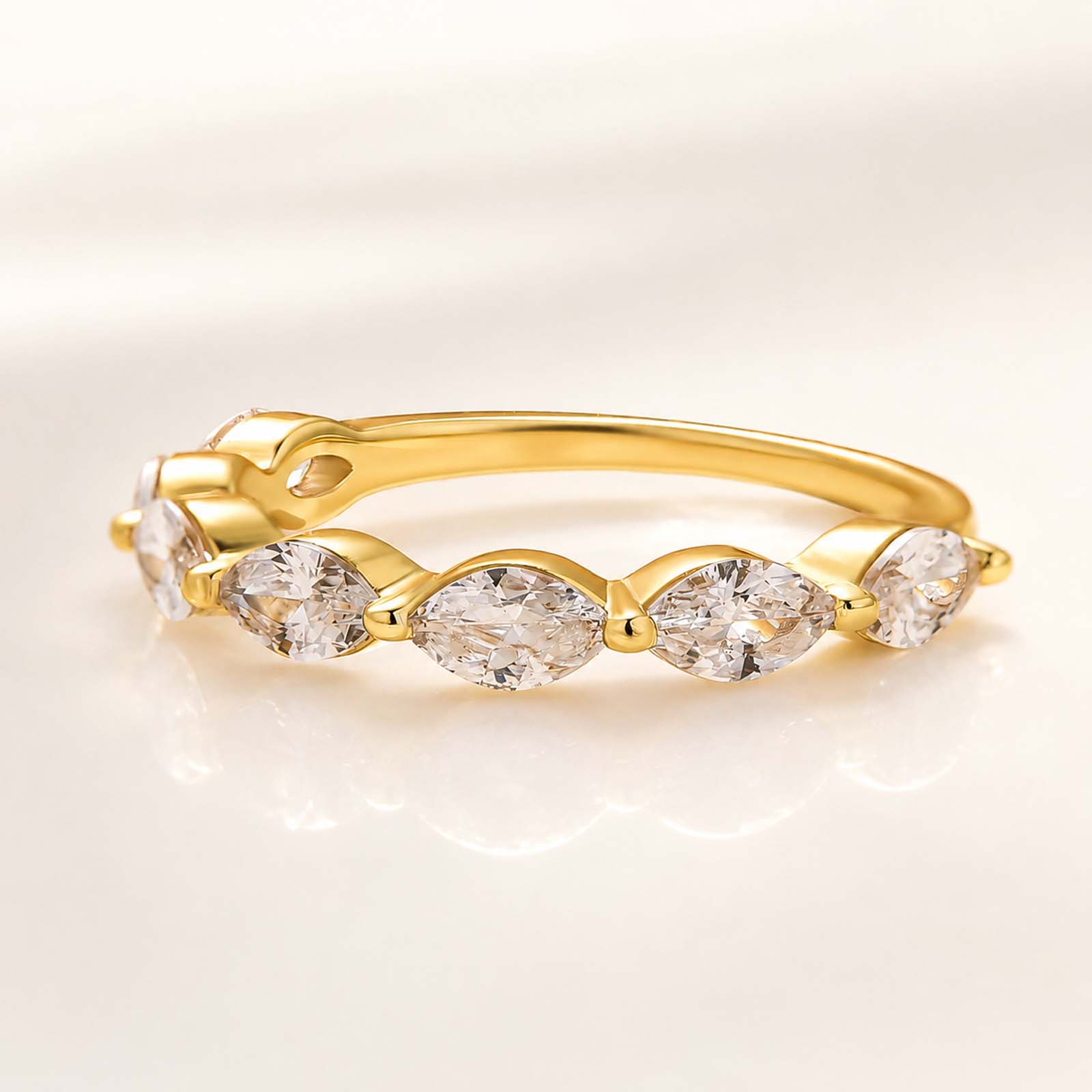 Elegant 0.2Ct Marquise Cut Half Eternity Band