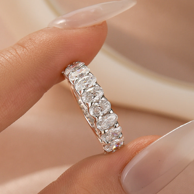 Velirella Half Oval Cut Simulated Diamond Wedding Band In Brass - Velirellajewelry