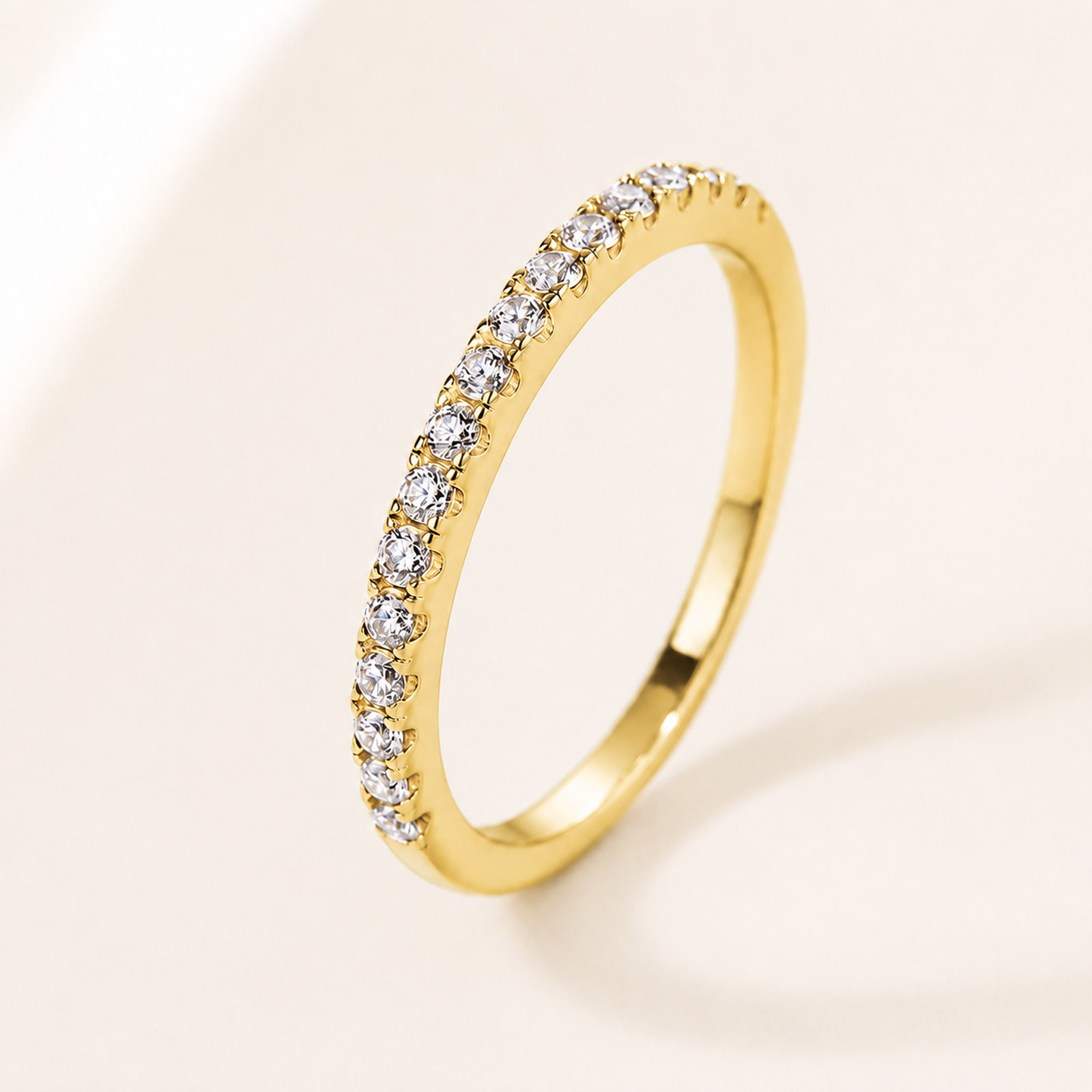 0.5 Ct Round Cut Simulated Diamond Half Eternity Thin Stackable Band for Women