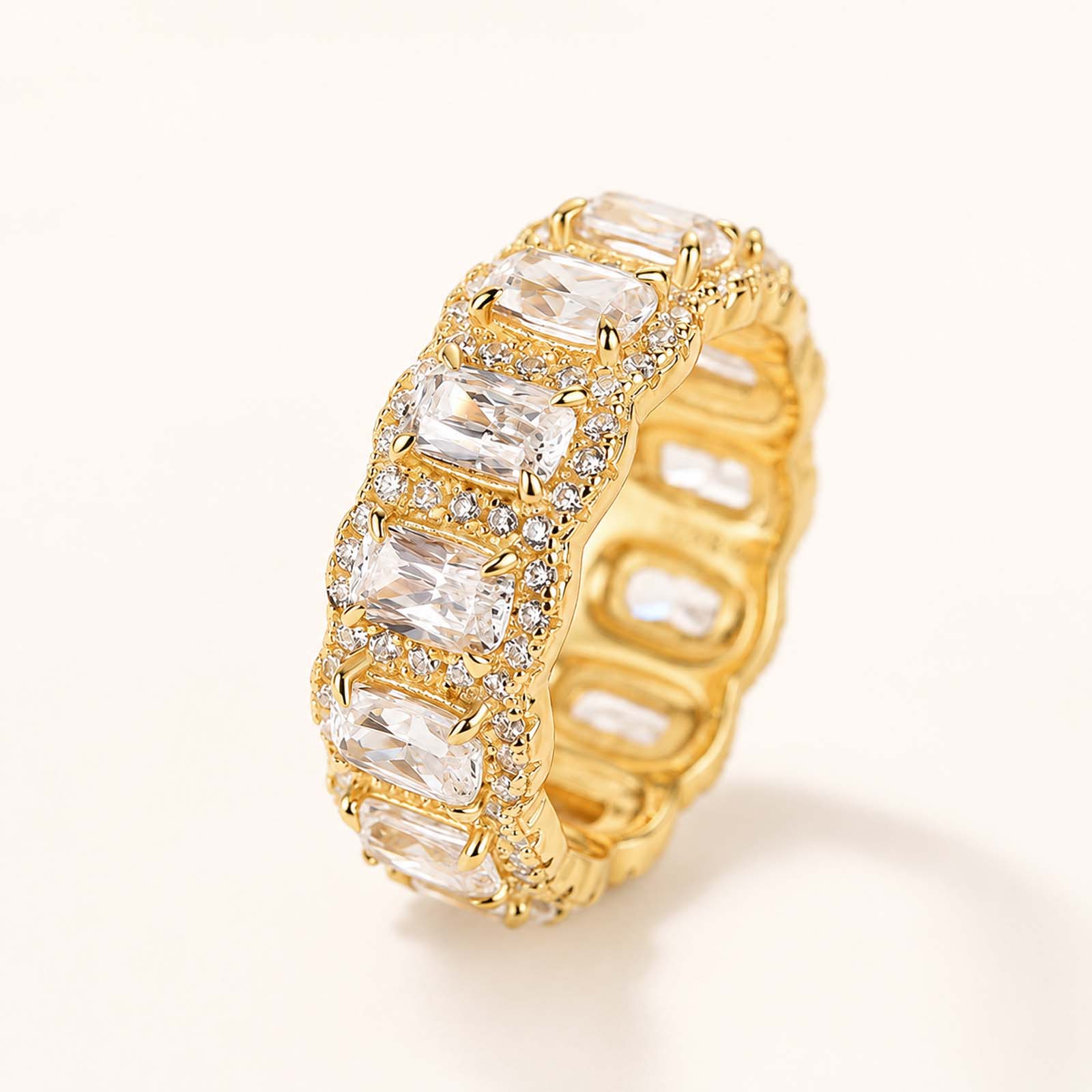 Luxurious Halo 6.0Ct Cushion Cut Wide Stackable Bands
