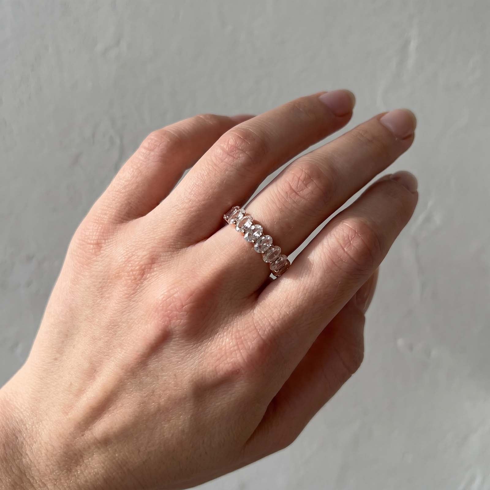  5.0Ct Full Oval Cut Simulated Diamond Eternity Band For Everyday Wear