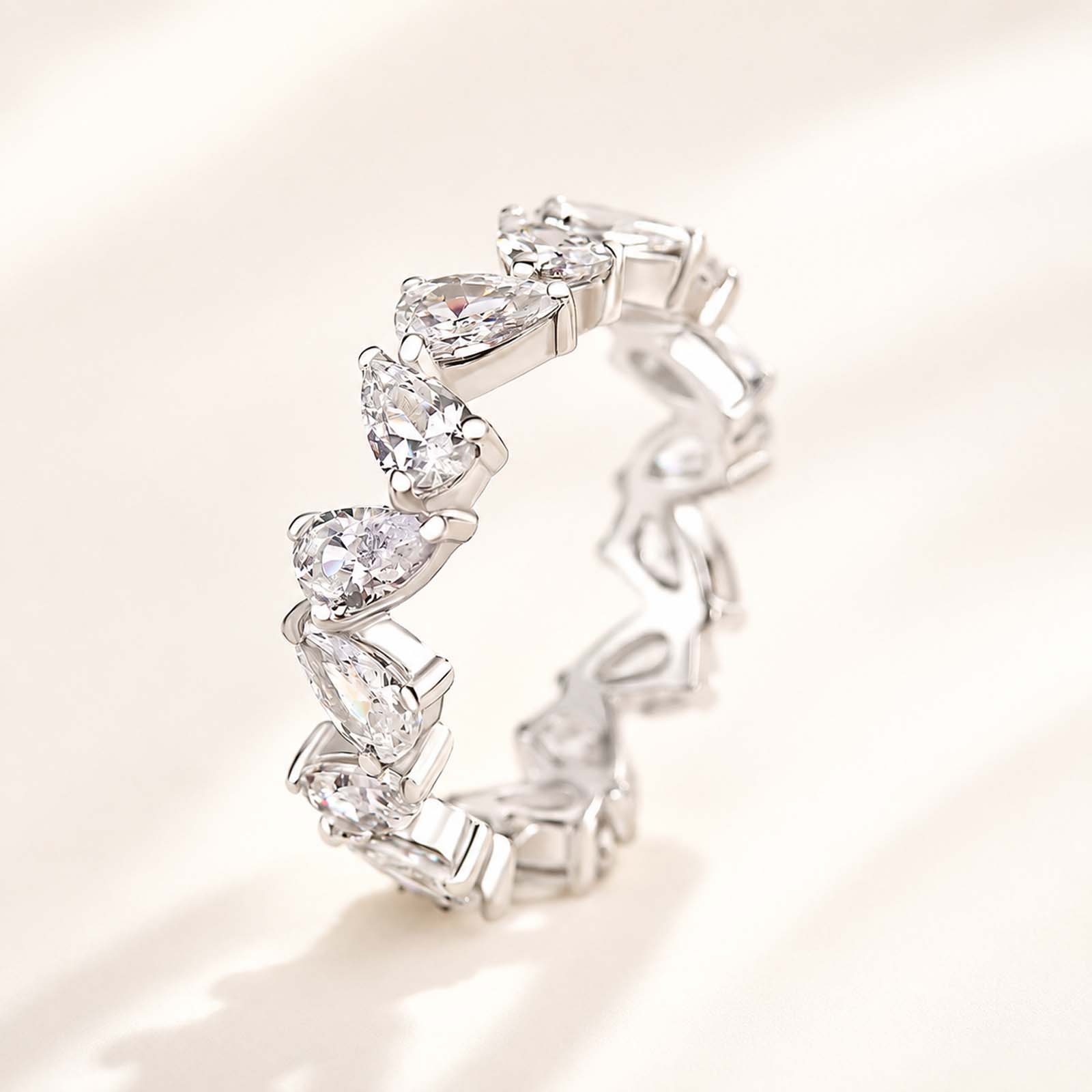 4.0Ct Unique Full Eternity Pear Cut Women's Everday Bands