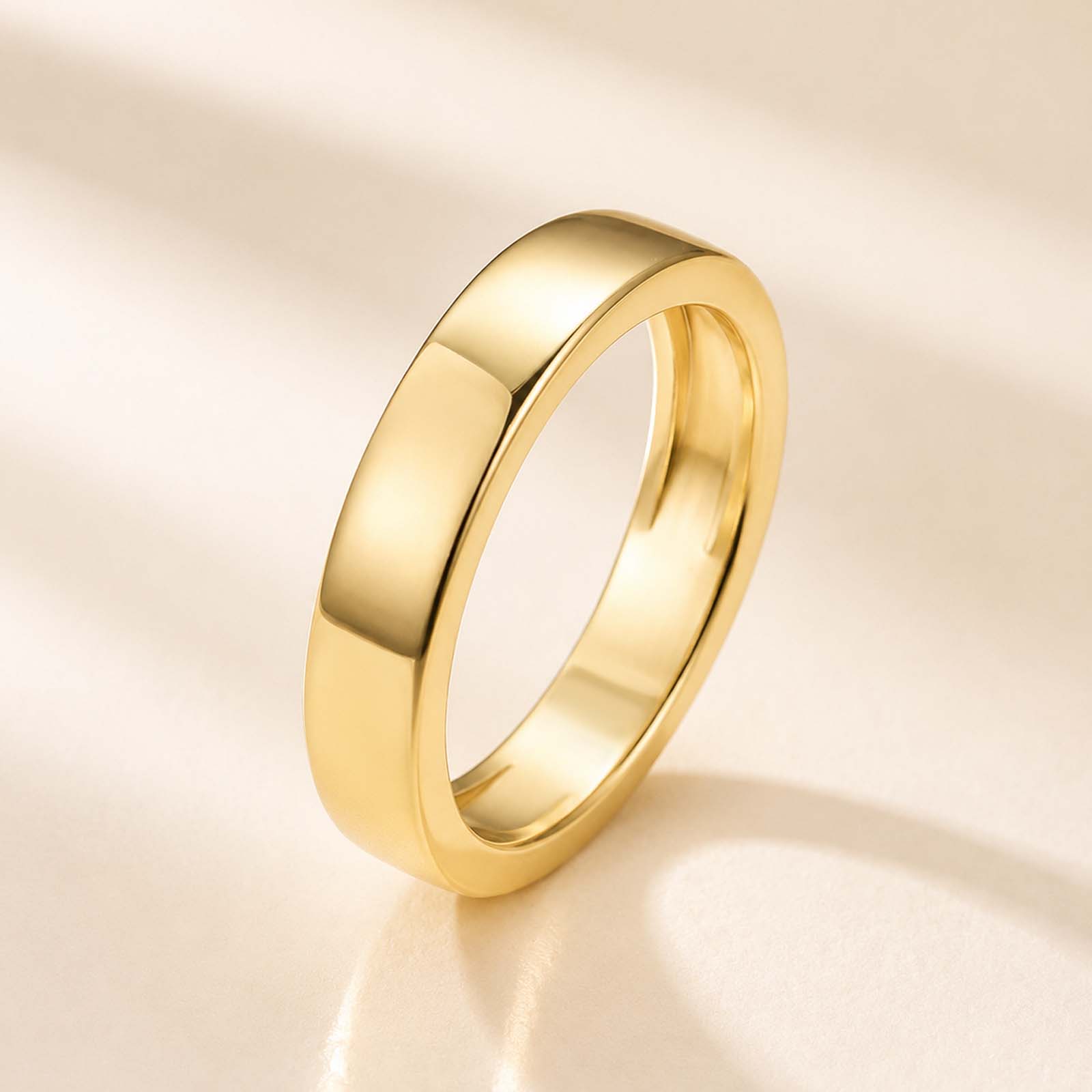 Classic Plain Yellow Gold Wide Stackable Band