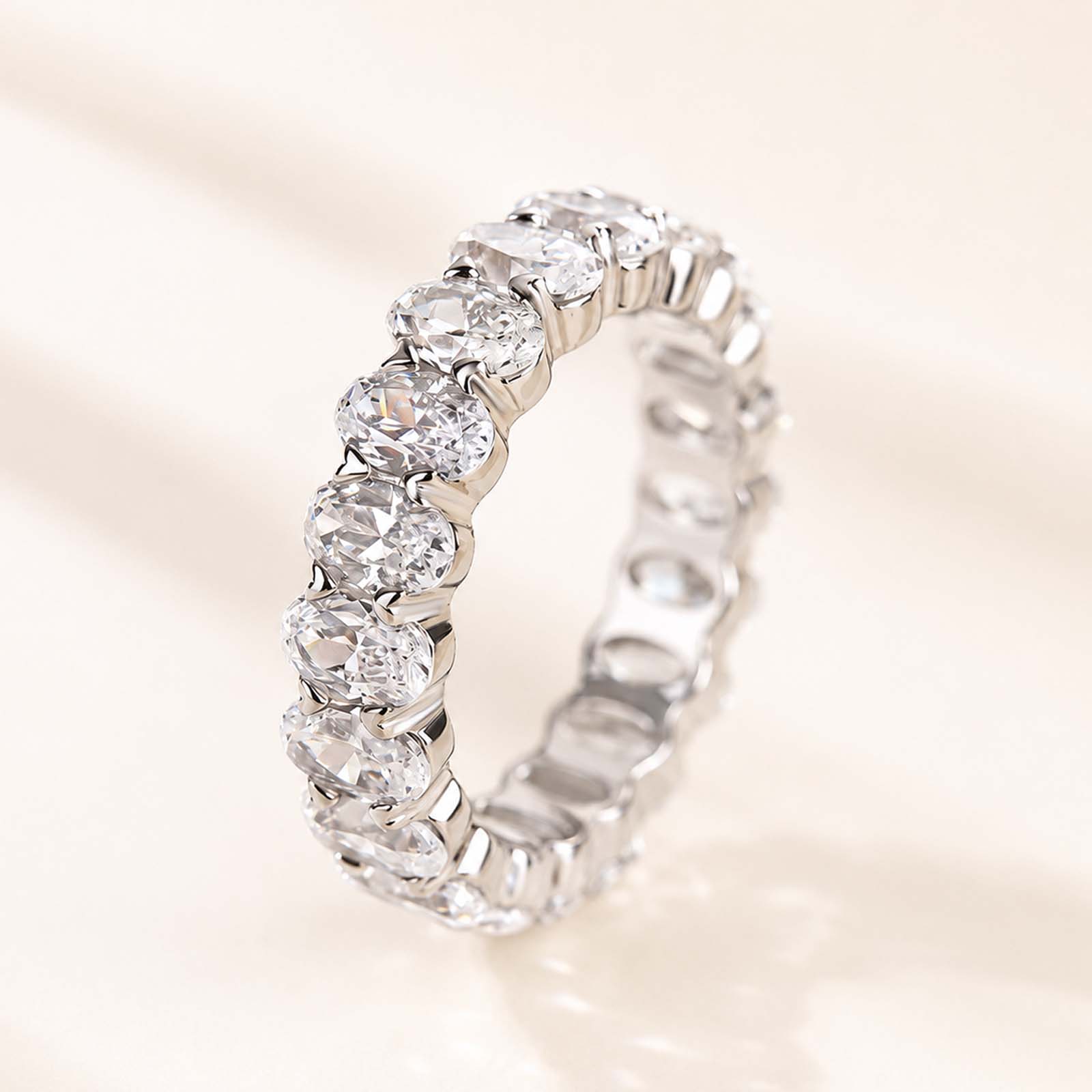 5.0Ct Full Oval Cut Simulated Diamond Eternity Band For Everyday Wear