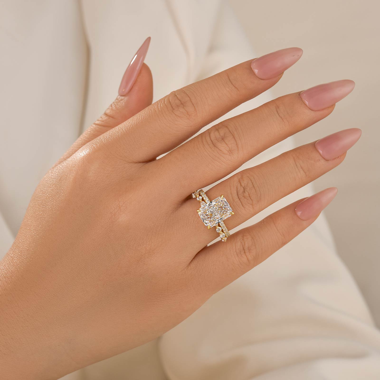 4.5 Carat Radiant Cut Hidden Halo Wedding Set – Brilliance in Every Angle - Velirellajewelry