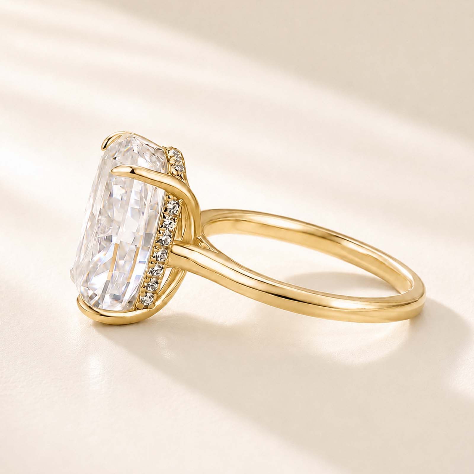 Elegant 8.5Ct Cushion Cut Hidden Halo Solitaire Travel Ring