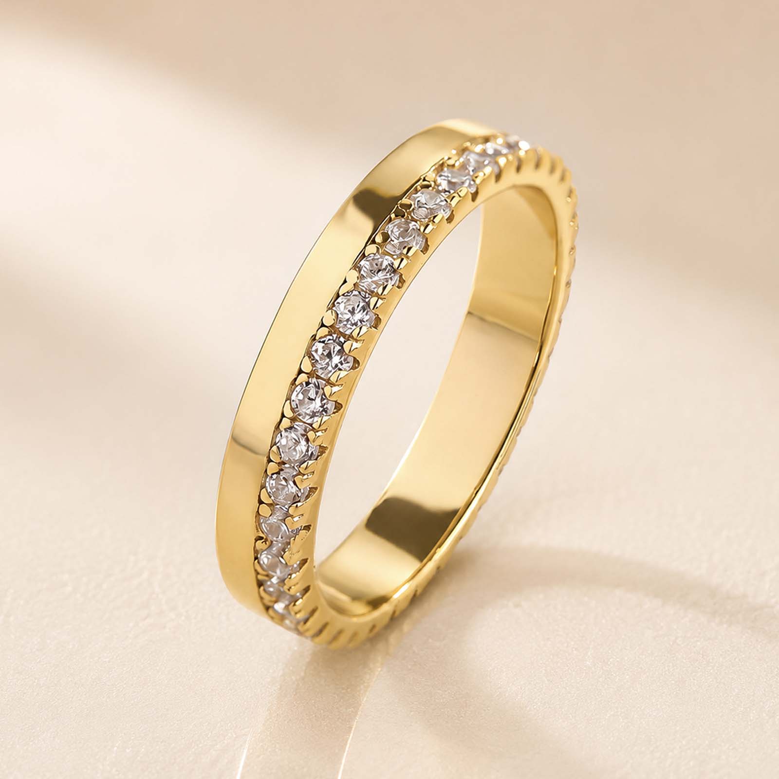 0.5Ct Fashion Yellow Gold Round Cut Wide Stackable Bands For Women