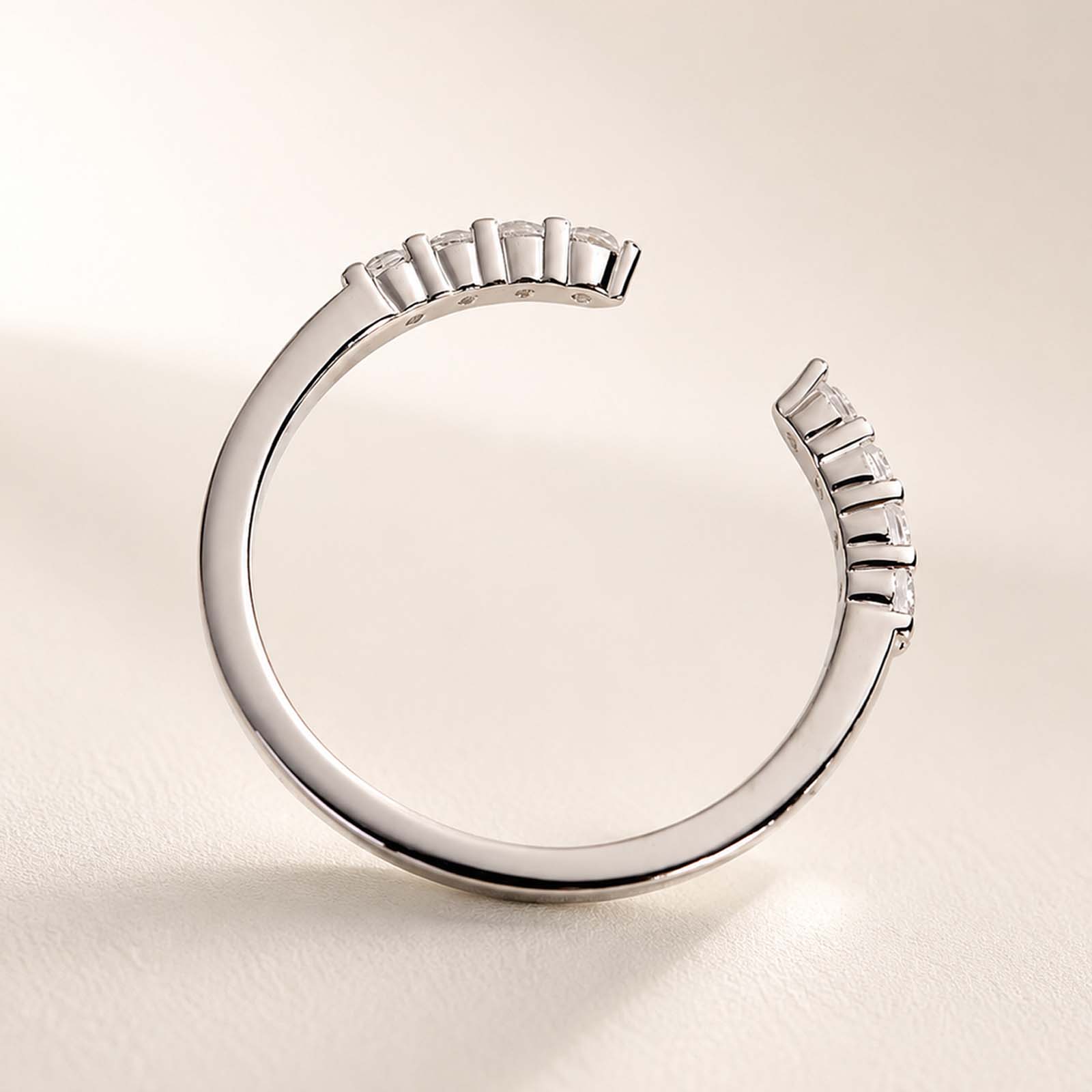 0.3Ct Round Cut Open Adjustable Band for Women