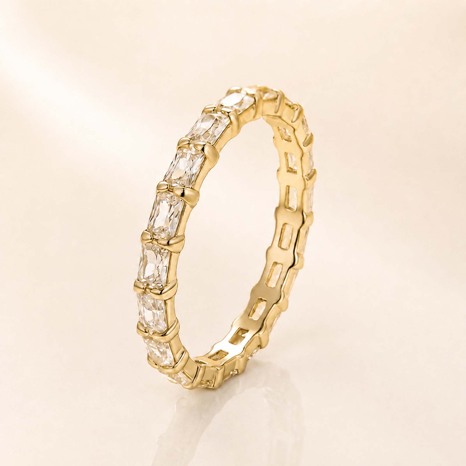 Elegant 2.0Ct Radiant Cut Yellow Gold Women's Full Eternity Band