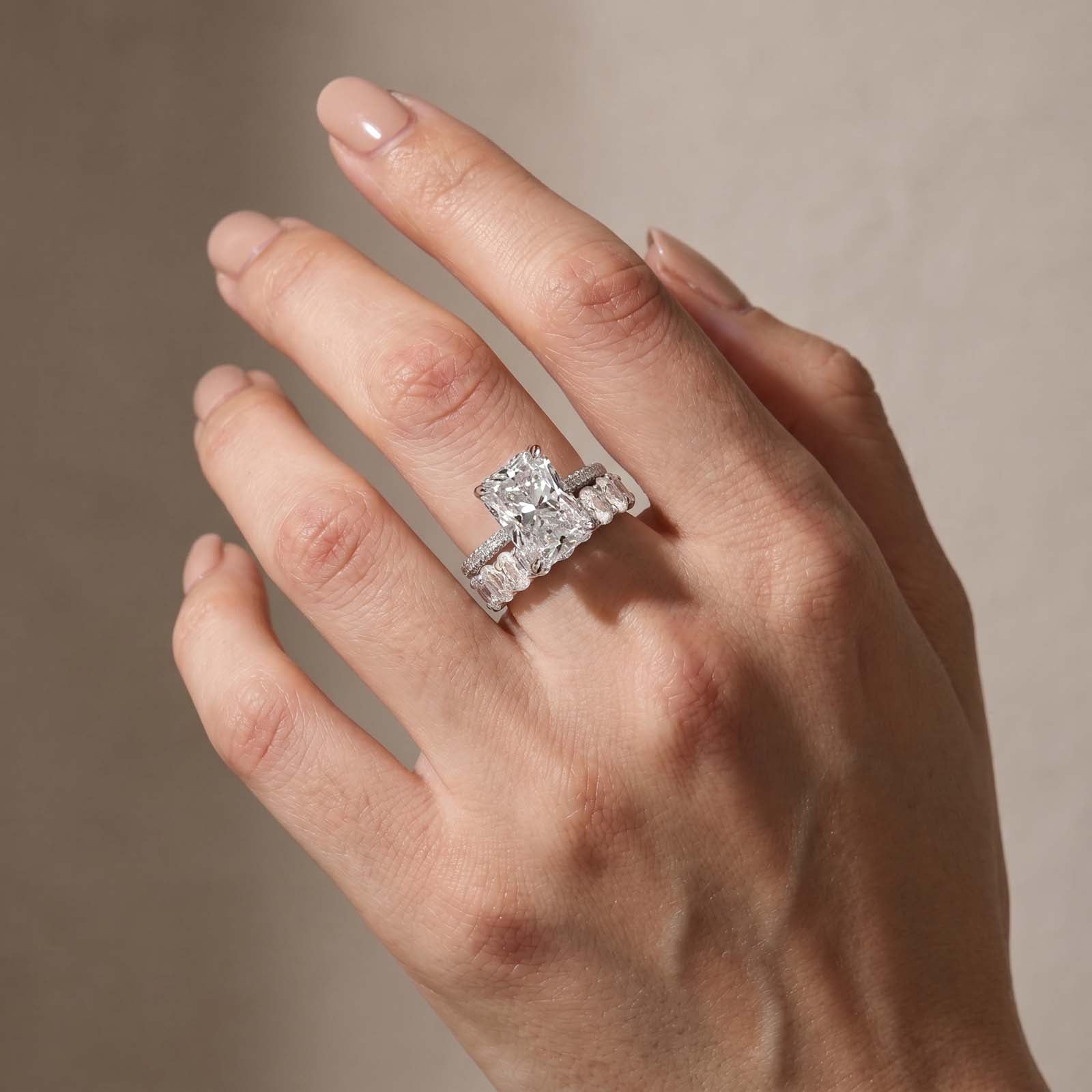 Luxurious Elongated 6.0Ct Radiant Cut Stackable Ring Set Statement Rings For Everyday Wear