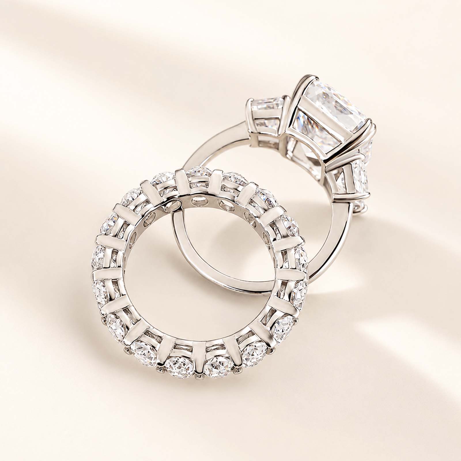 Luxe 8 Ct Radiant Cut Three Stone Stackable Ring Set Anniversary Ring Holiday Ring Gift