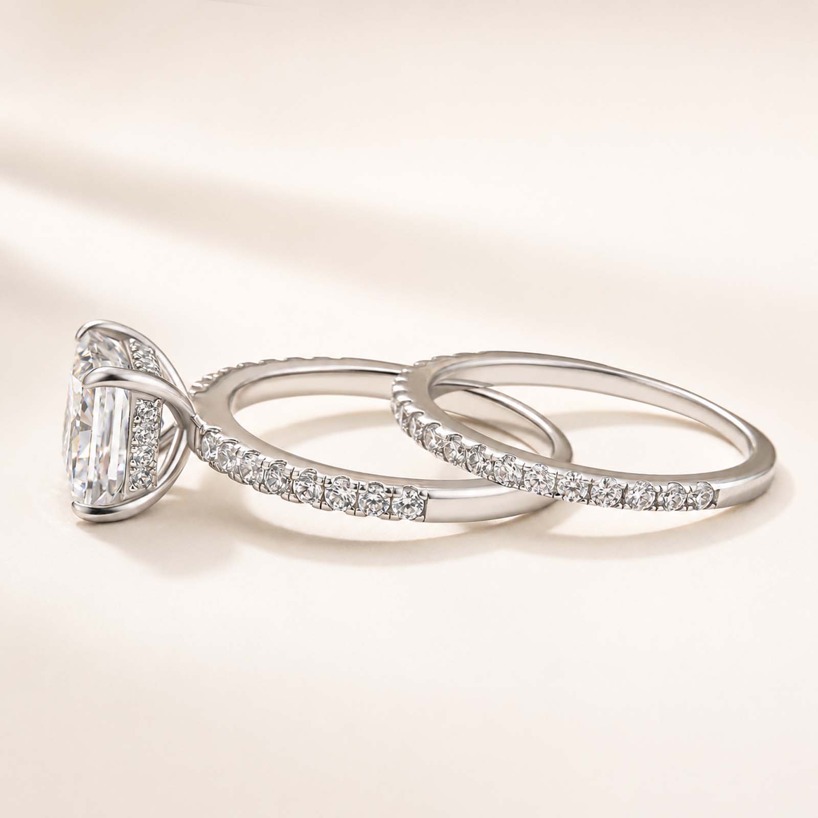Elegant Square 2.0Ct Princess Cut Hidden Halo Stackable Ring Set For Women Everyday Wear