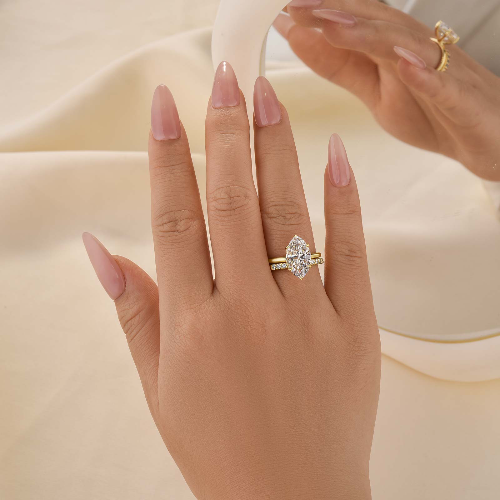 Velirella Special Marquise Cut Open Wedding Ring Set - Velirellajewelry