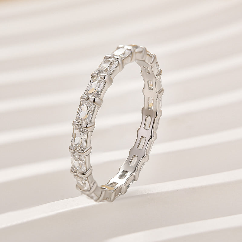 Elegant Radiant Cut Yellow Gold Women's Wedding Band In Brass - Velirellajewelry