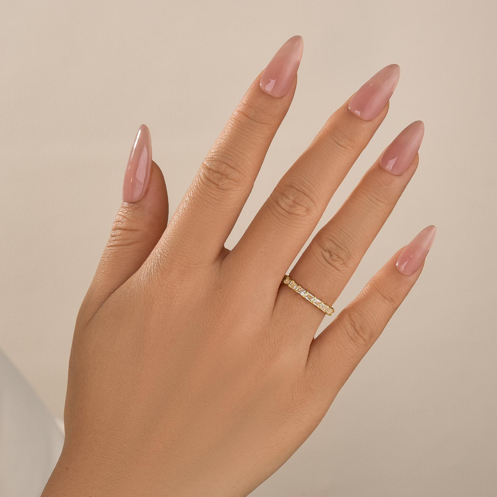 Elegant Radiant Cut Yellow Gold Women's Wedding Band In Brass - Velirellajewelry
