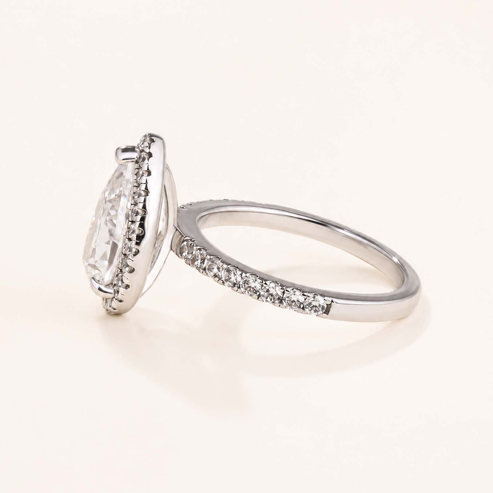 Halo 2.2Carat Pear Cut Engagement Ring Everyday Wearable Ring