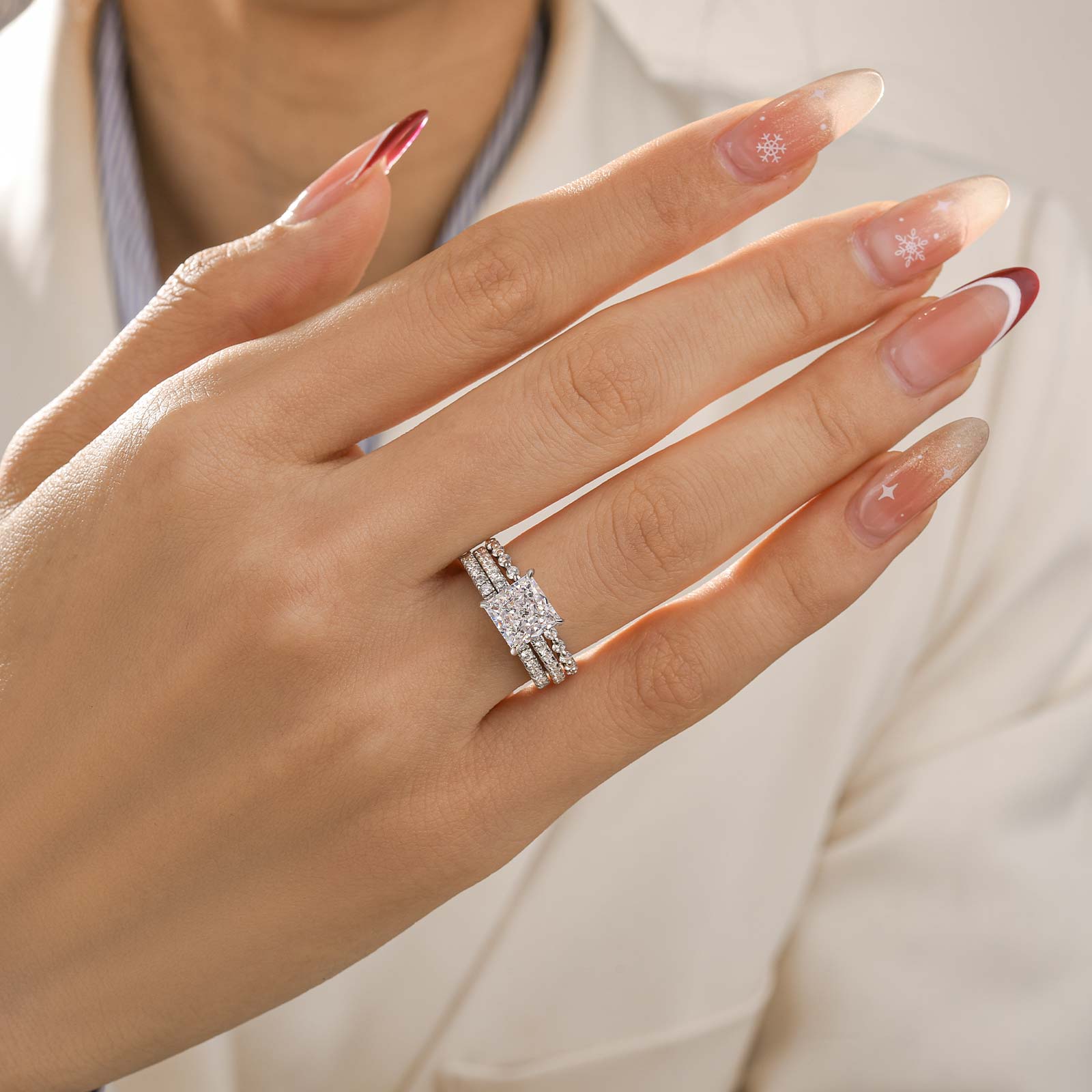 3PC 2.0Ct Princess Cut Engagement Ring With Classic Wedding Band Wedding Ring Set For Women - Velirellajewelry