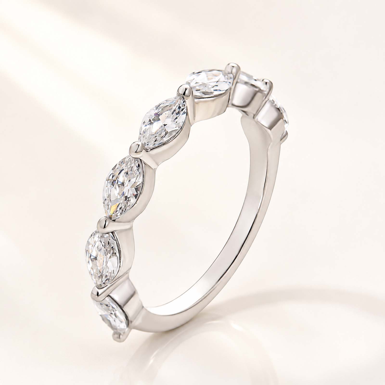 Elegant 0.2Ct Marquise Cut Half Eternity Band