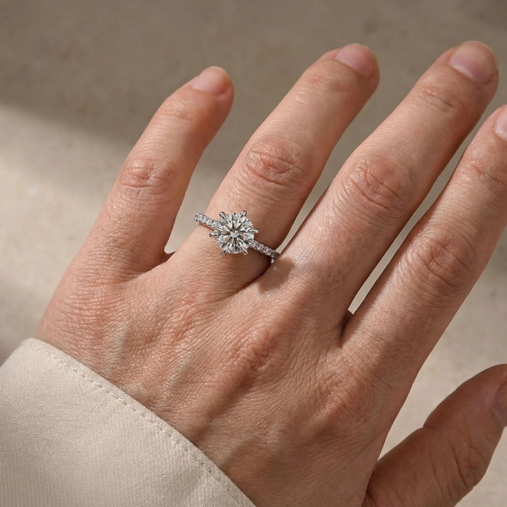 Moissanite 2.0Ct Round Cut 6 Prong Promise Rings For Women - Velirellajewelry