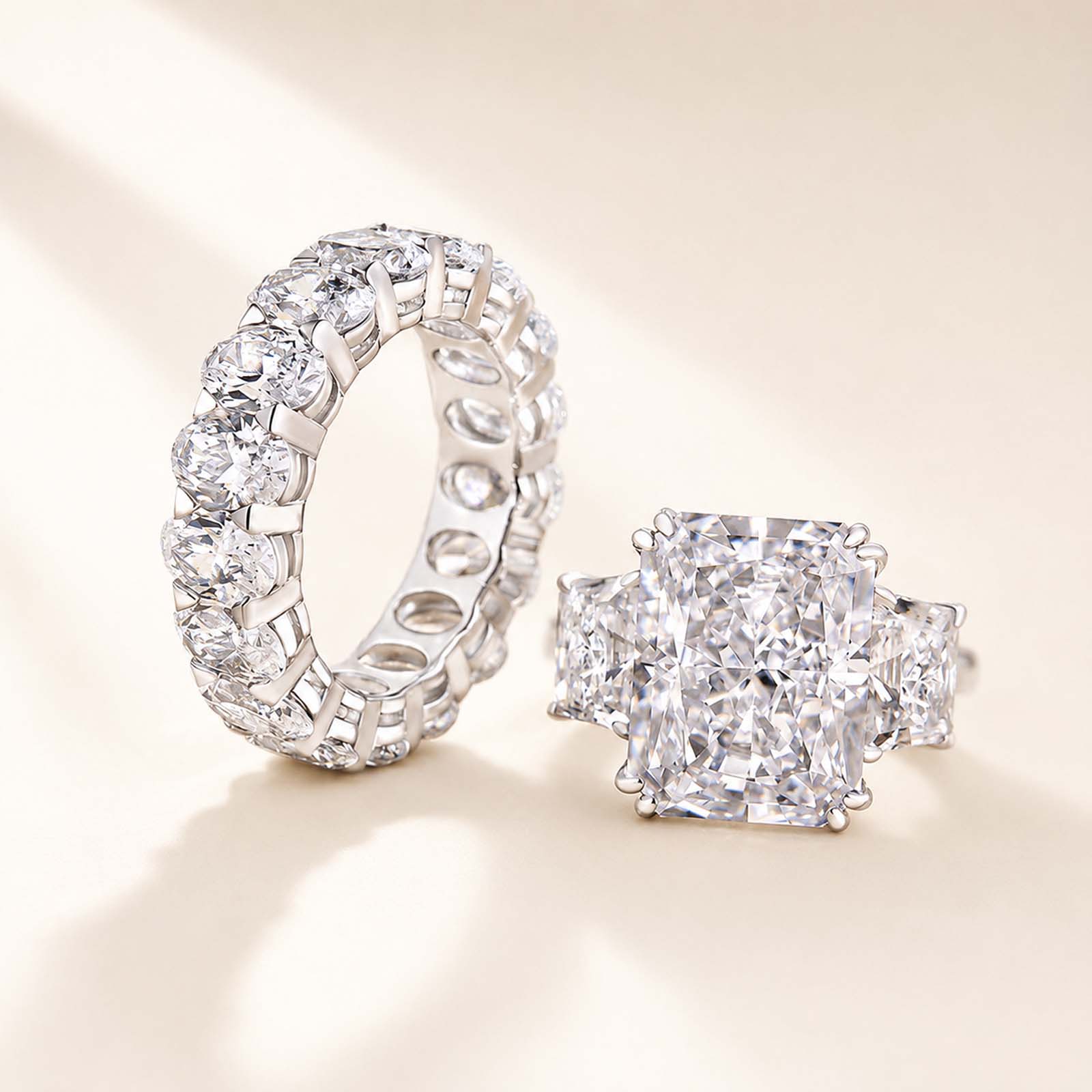 Luxe 8 Ct Radiant Cut Three Stone Stackable Ring Set Anniversary Ring Holiday Ring Gift