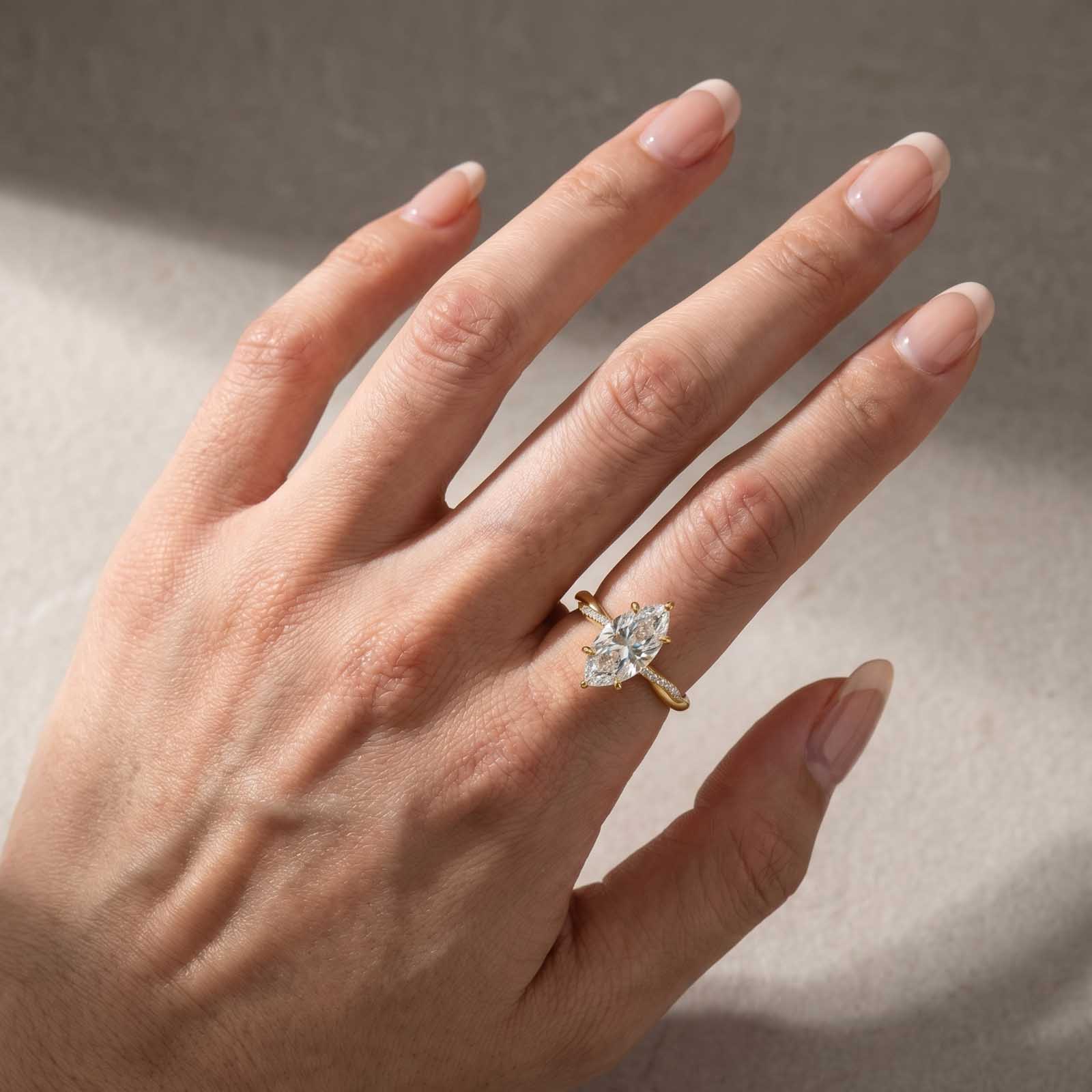 Twist Moissanite 2.0Ct Marquise Cut Promise Rings For Women