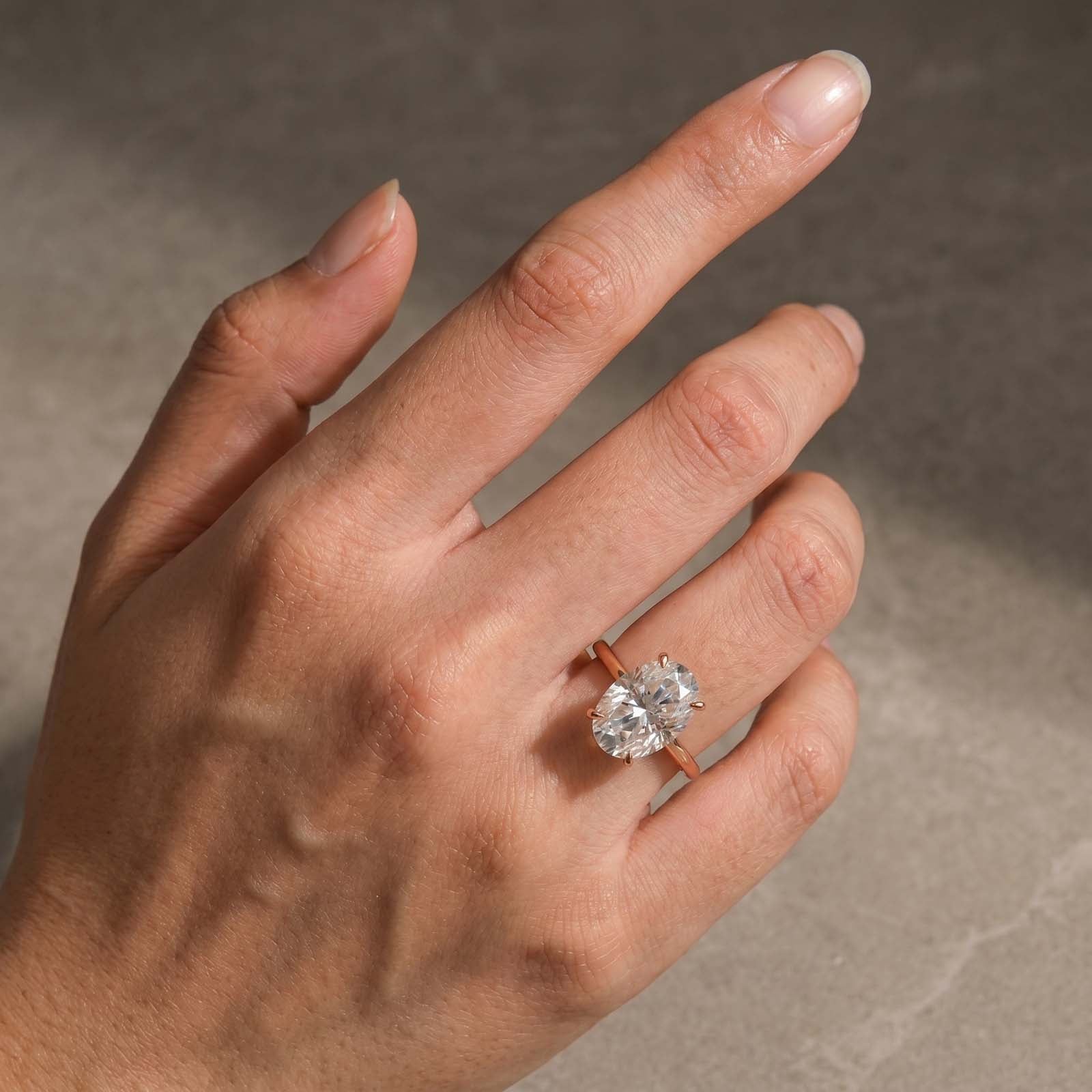  Moissanite 5.5Ct Oval Cut Hidden Halo Stackable Ring for Daily Wear
