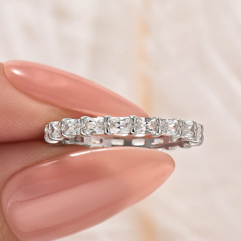 Elegant Radiant Cut Yellow Gold Women's Wedding Band In Brass - Velirellajewelry