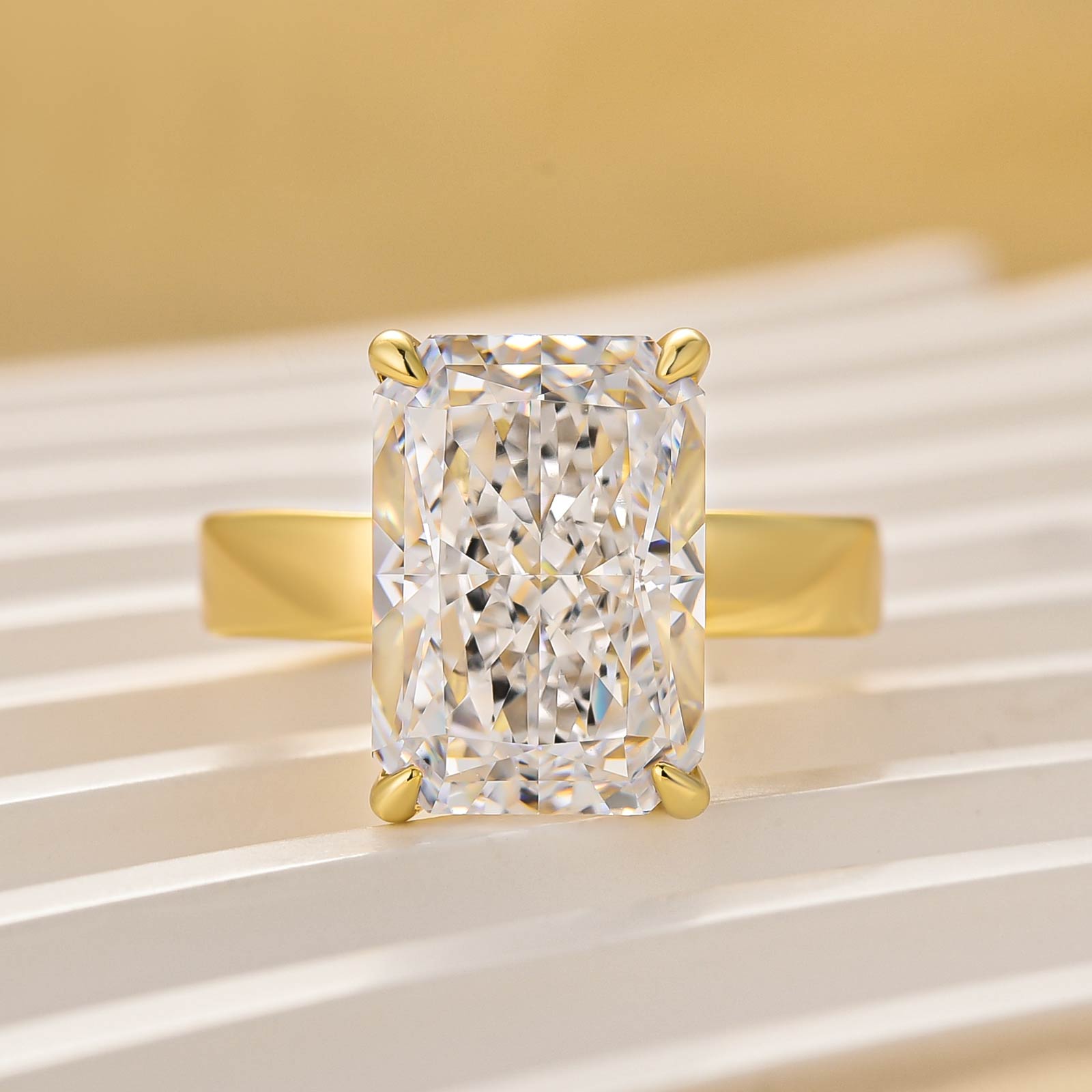 Brass 7.0Ct Radiant Cut Wide Band Engagement Ring For Woman - Velirellajewelry