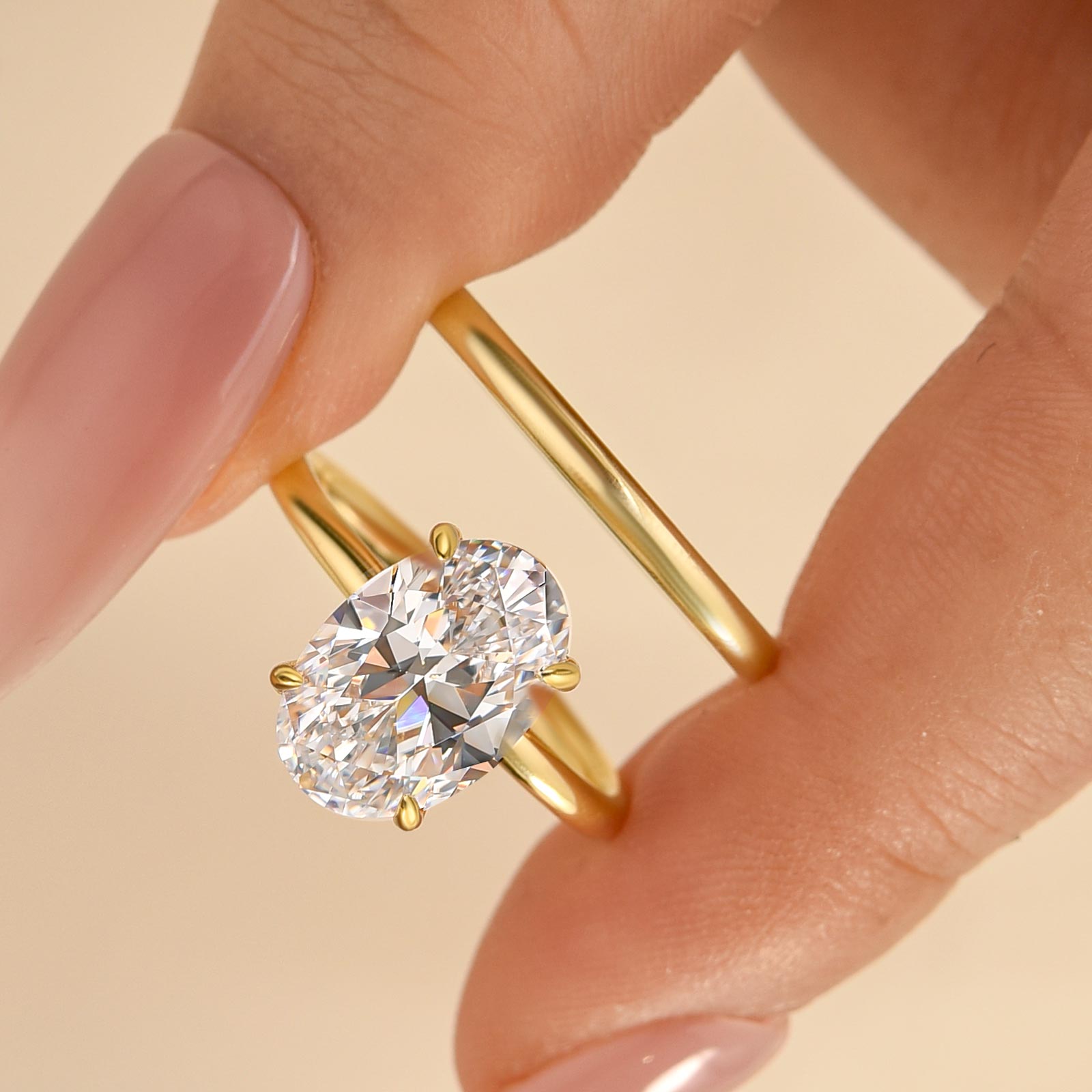 Classic 2PC 4.0Ct Solitaire Oval Cut Wedding Ring Set In Brass - Velirellajewelry
