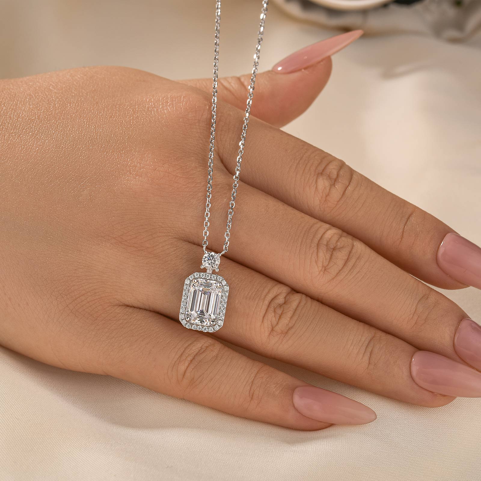 3.5Ct Emerald Cut Brass Necklace For Women In Brass - Velirellajewelry