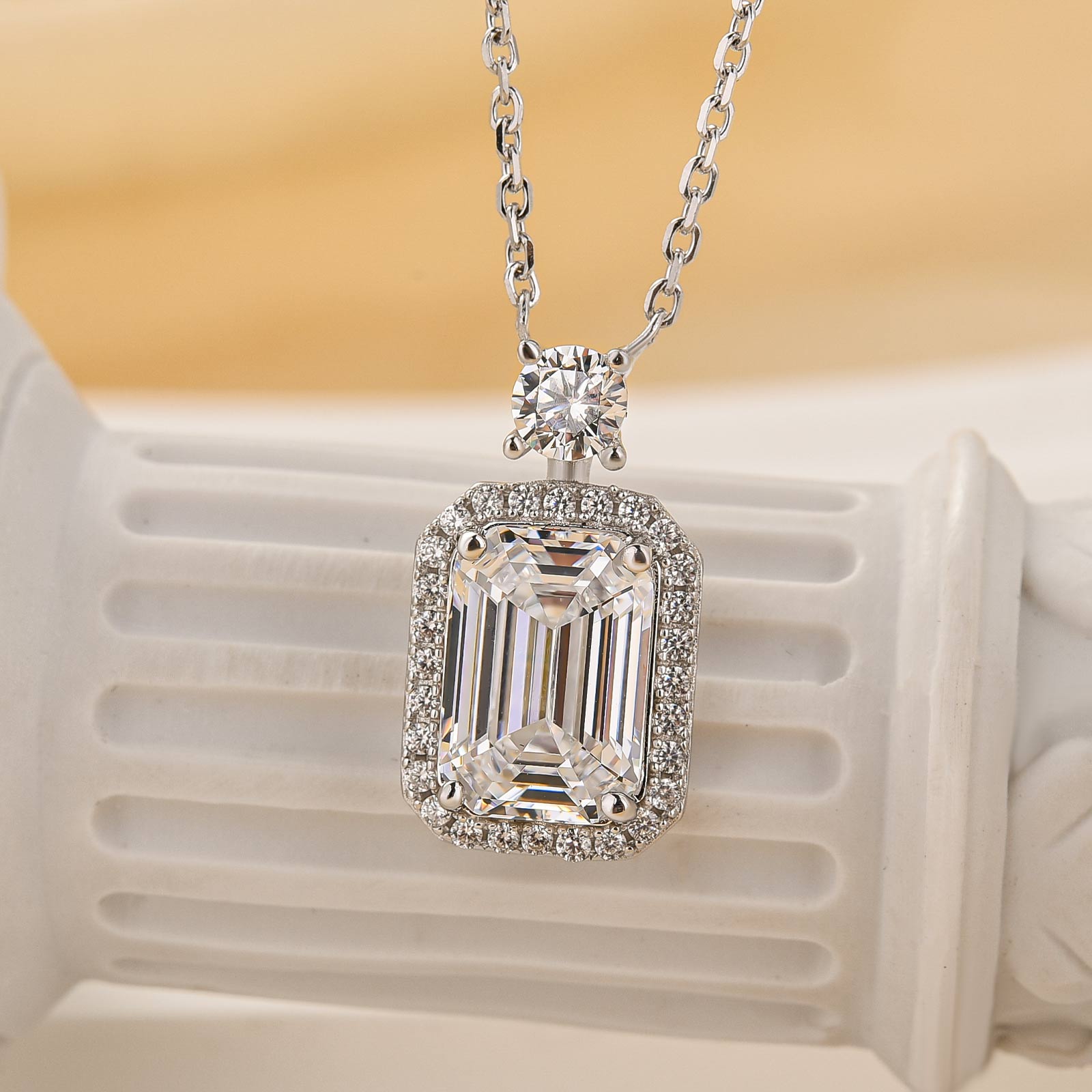 3.5Ct Emerald Cut Brass Necklace For Women In Brass - Velirellajewelry