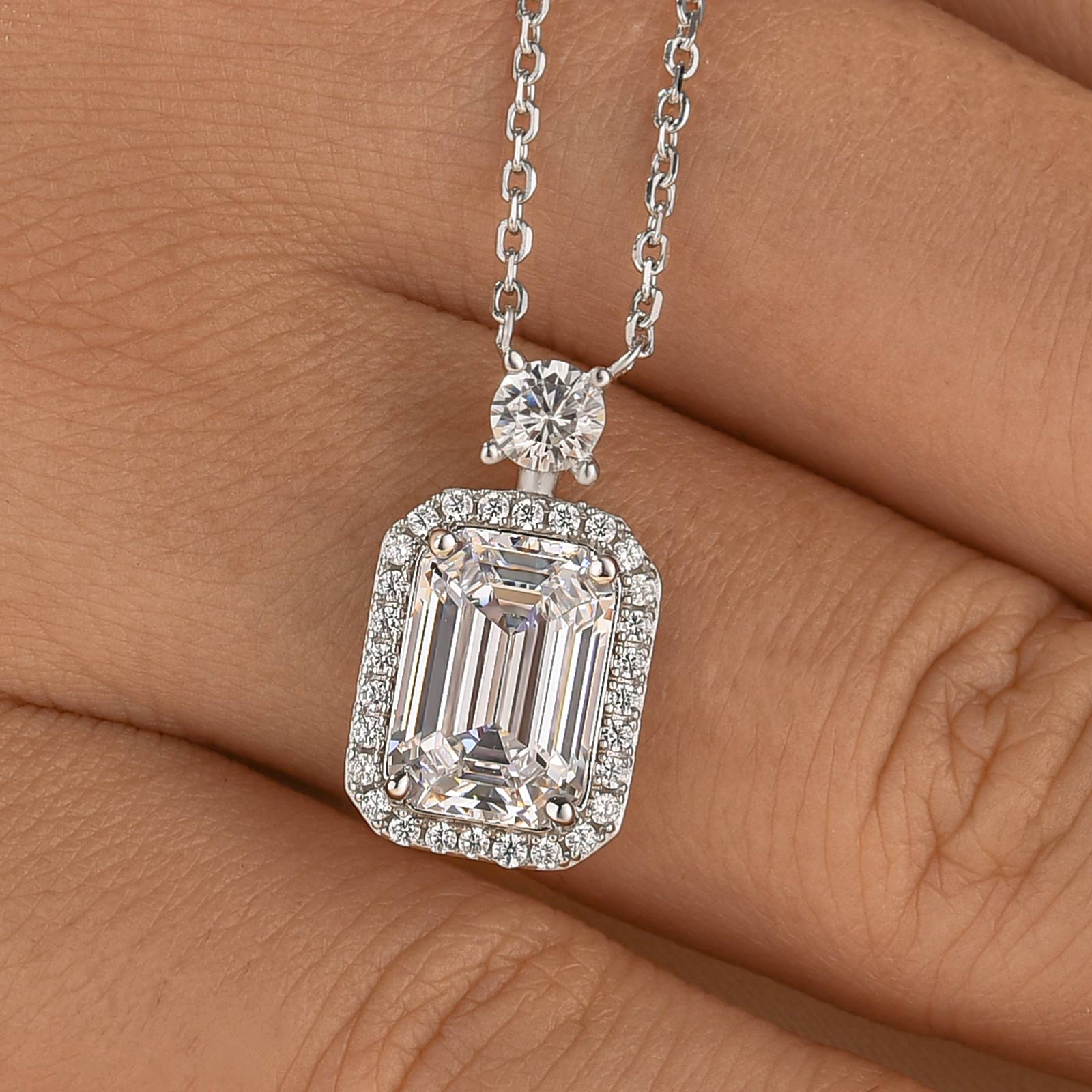 3.5Ct Emerald Cut Brass Necklace For Women In Brass - Velirellajewelry