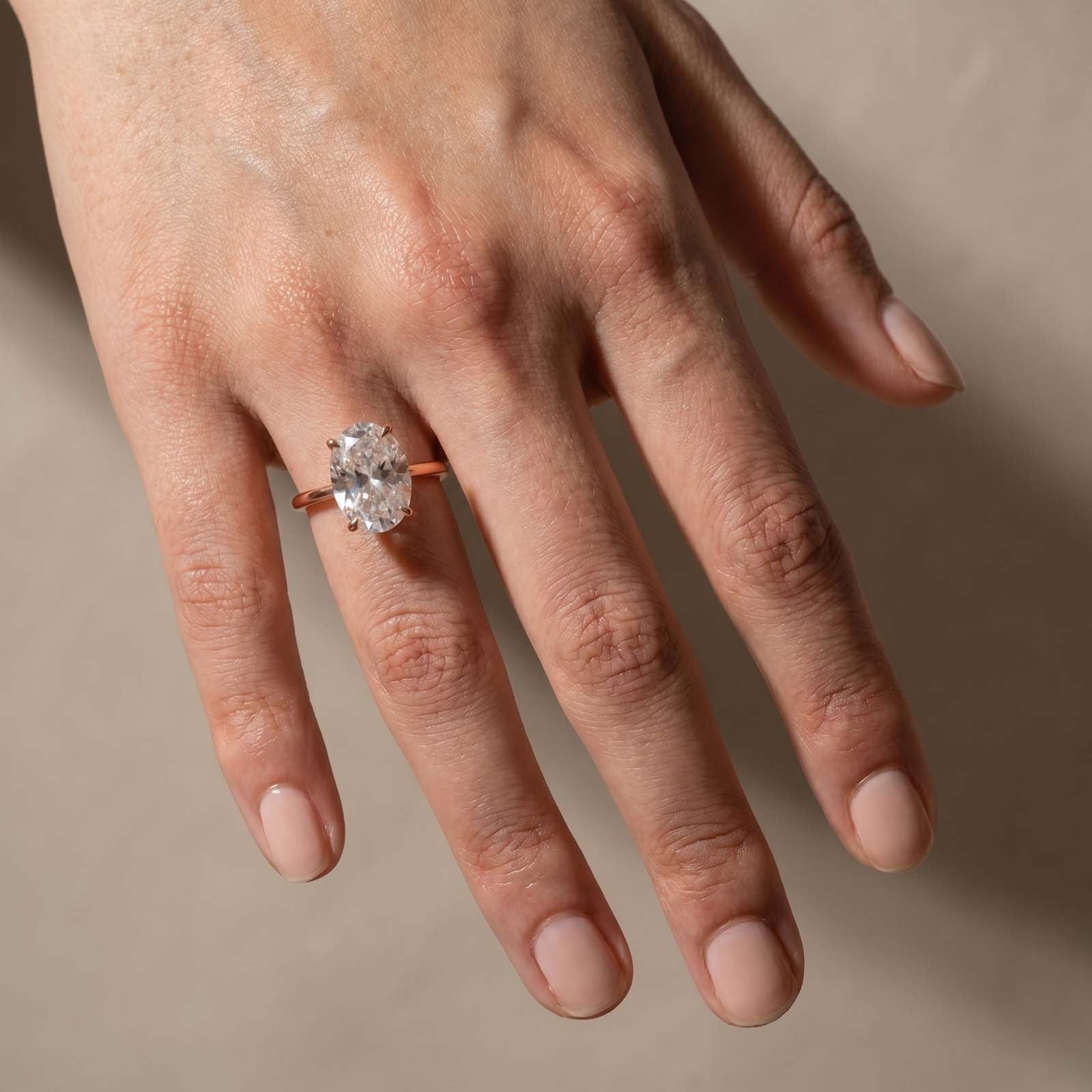  Moissanite 5.5Ct Oval Cut Hidden Halo Stackable Ring for Daily Wear