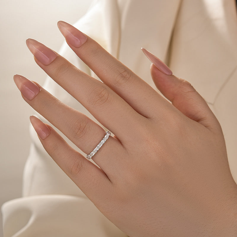 Elegant Radiant Cut Yellow Gold Women's Wedding Band In Brass - Velirellajewelry